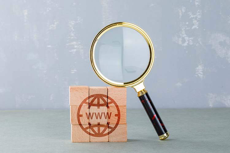 Conceptual of internet search with wooden blocks with internet i